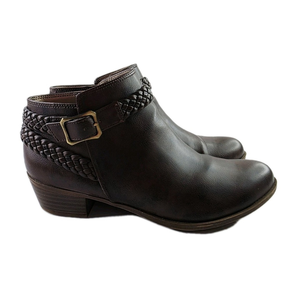 Lifestride Adriana Comfort Booties Brown Vegan Leather Women's Size 8.5W